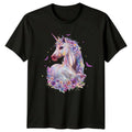 Unicorn Fantasy Floral Mens T-Shirt Womens Tee Graphic Unisex Magical Design
