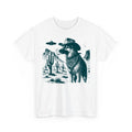 Western Cowboy Dog Smoking with UFO German Shepherd Dog Funny Unisex T-Shirt
