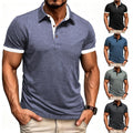 Slip-on Slim Fit Men's T-Shirt Lapel Neck Short Sleeve Quick Dry Polyester Top