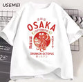 Osaka Dotonbori Drunken Octopus Graphic Men T Shirts Retro Japanese Style