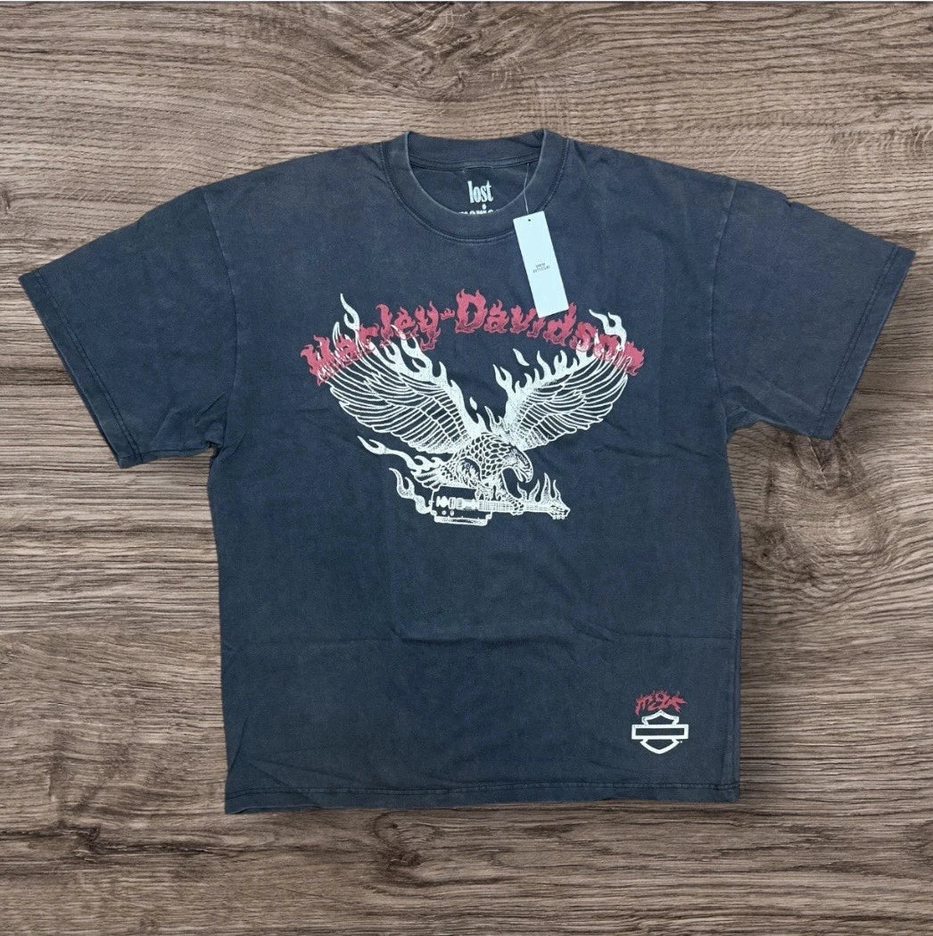 Harley Davidson X MGK Lost Americana Vintage Grey Wash T-Shirt Size X-Large