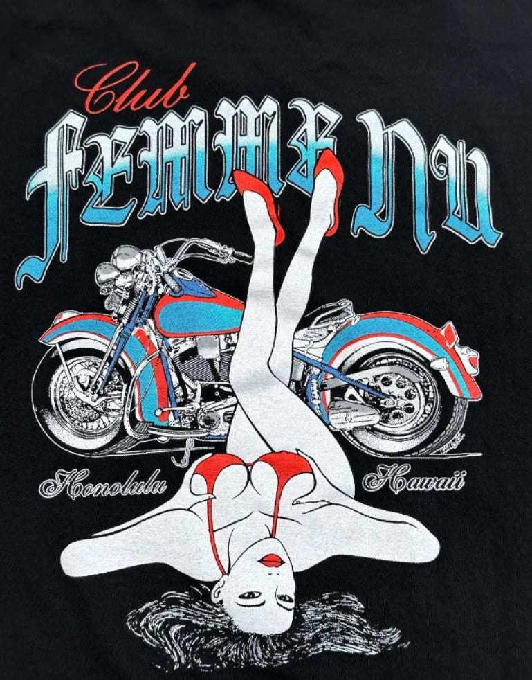 RARE Vintage Strip Club Femme Nu Shirt Honolulu Hawaii Bikini Pinup Girl 90s