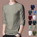 Daily Mens T-shirt Hygroscopic Skin-friendly Slim Fit Solid Color Comfy