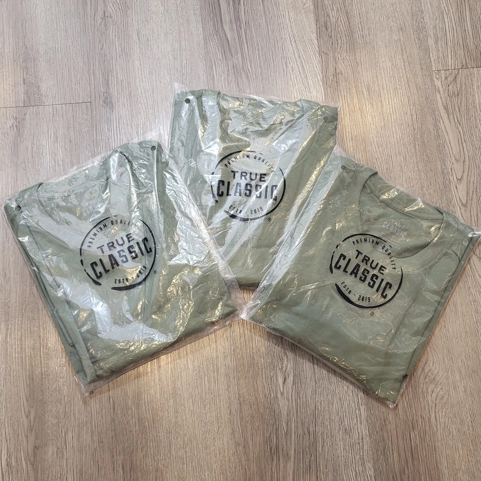 3 Pack True Classic Olive Green Crew Neck T-Shirt - 2X-Large