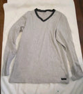 Kenneth Cole V Neck Long Sleeve Shirt Heather Grey  Light Weight  Size S