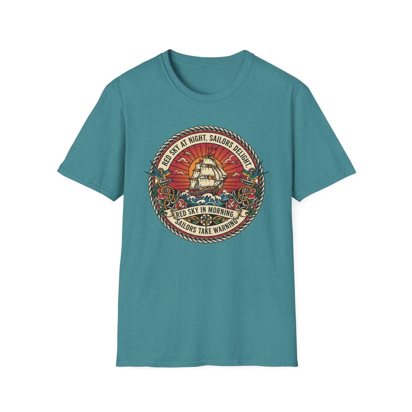Sailor Shirt, Red Sky at Night Sailors Delight Tee, Vintage Nautical T-Shirt
