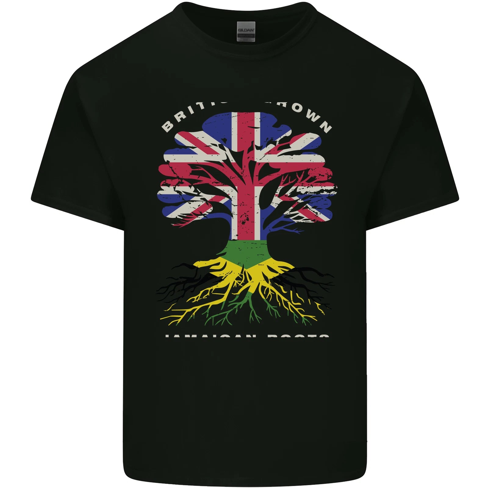 British Grown Jamaican Roots Jamaica Flag Mens Light Cotton T-Shirt