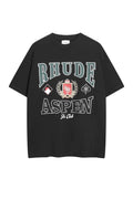RHUDE slogan logo wheat ear logo retro short sleeved T-shirt black