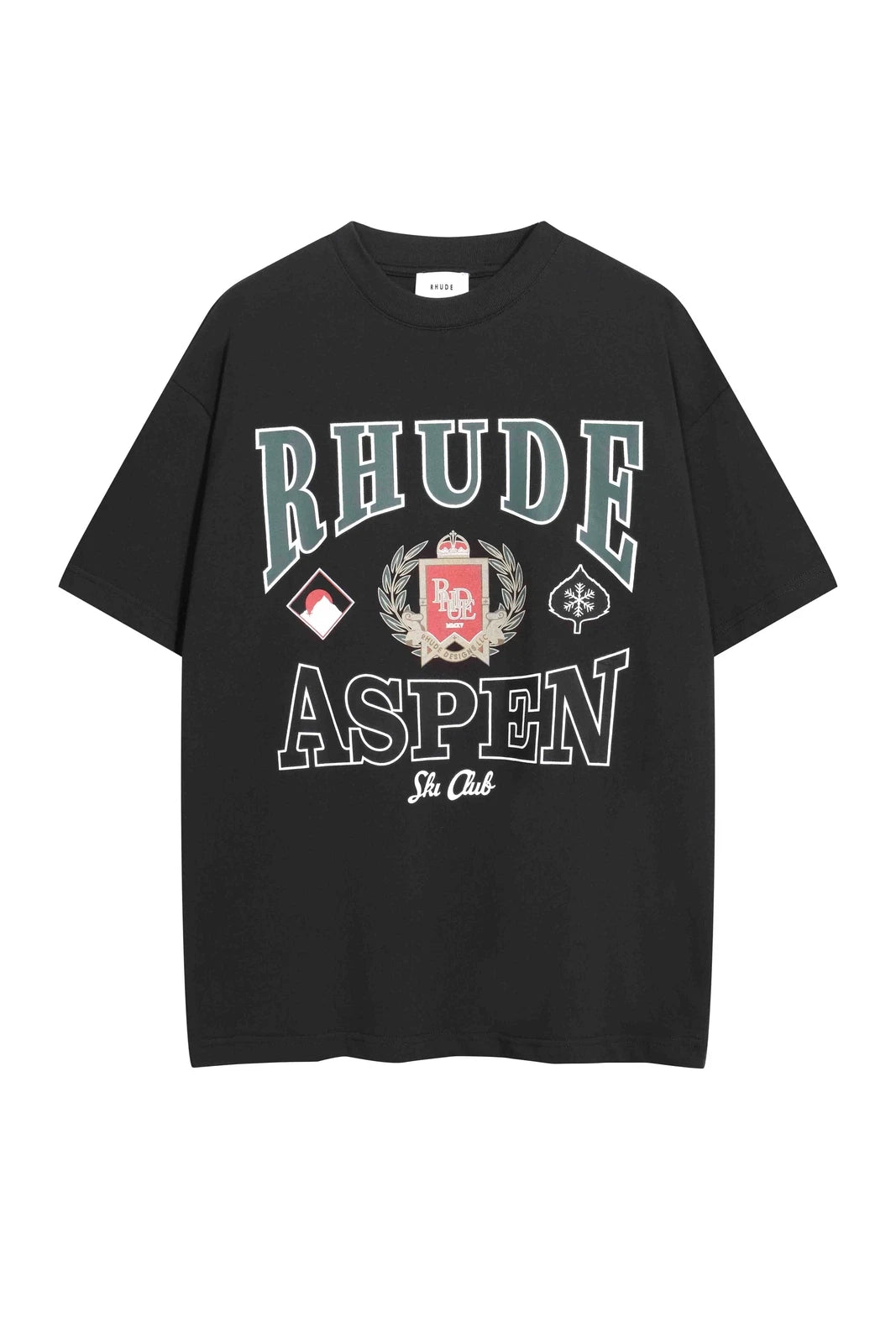 RHUDE slogan logo wheat ear logo retro short sleeved T-shirt black