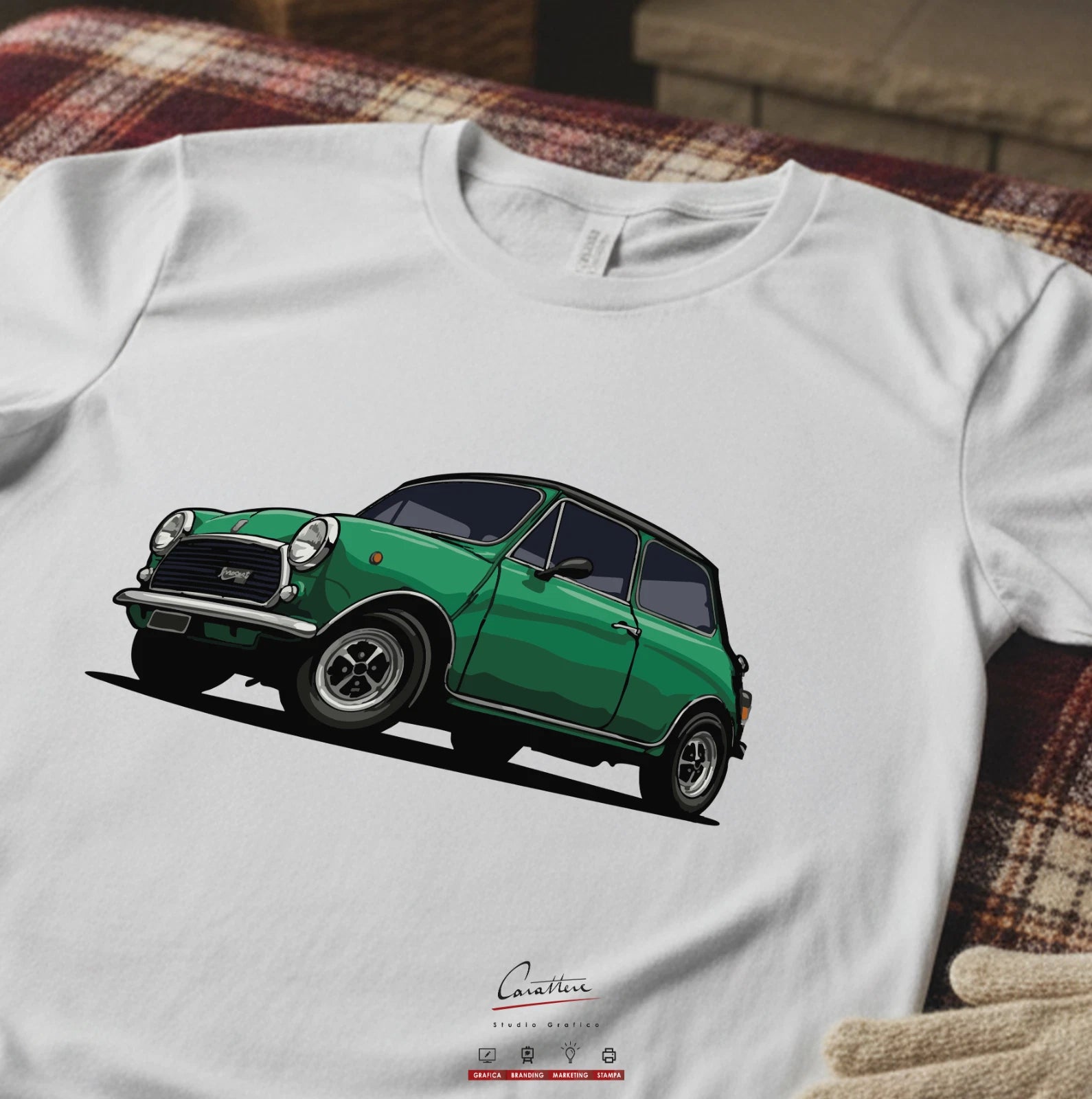 VINTAGE INNOCENTS MINI COOPER EXPORT GREEN CAR JERSEY T-SHIRT ALL SIZES