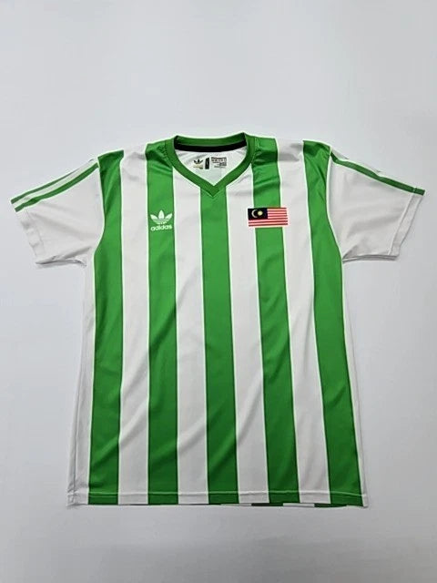 Adidas Boys Green V-Neck Jersey Size L Regular Athletic Striped