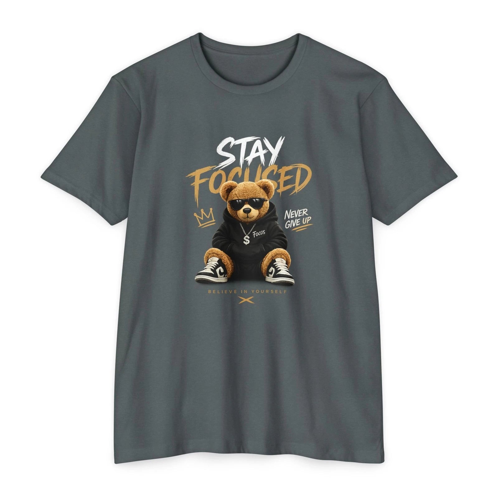 Stay Focused Bear T-Shirt | Motivational Streetwear Graphic Tee