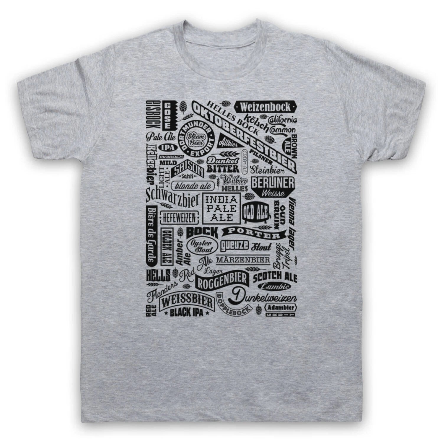 CRAFT BEER TYPES DRINK LOVER TYPOGRAPHY REAL ALE CAMRA MENS & WOMENS T-SHIRT