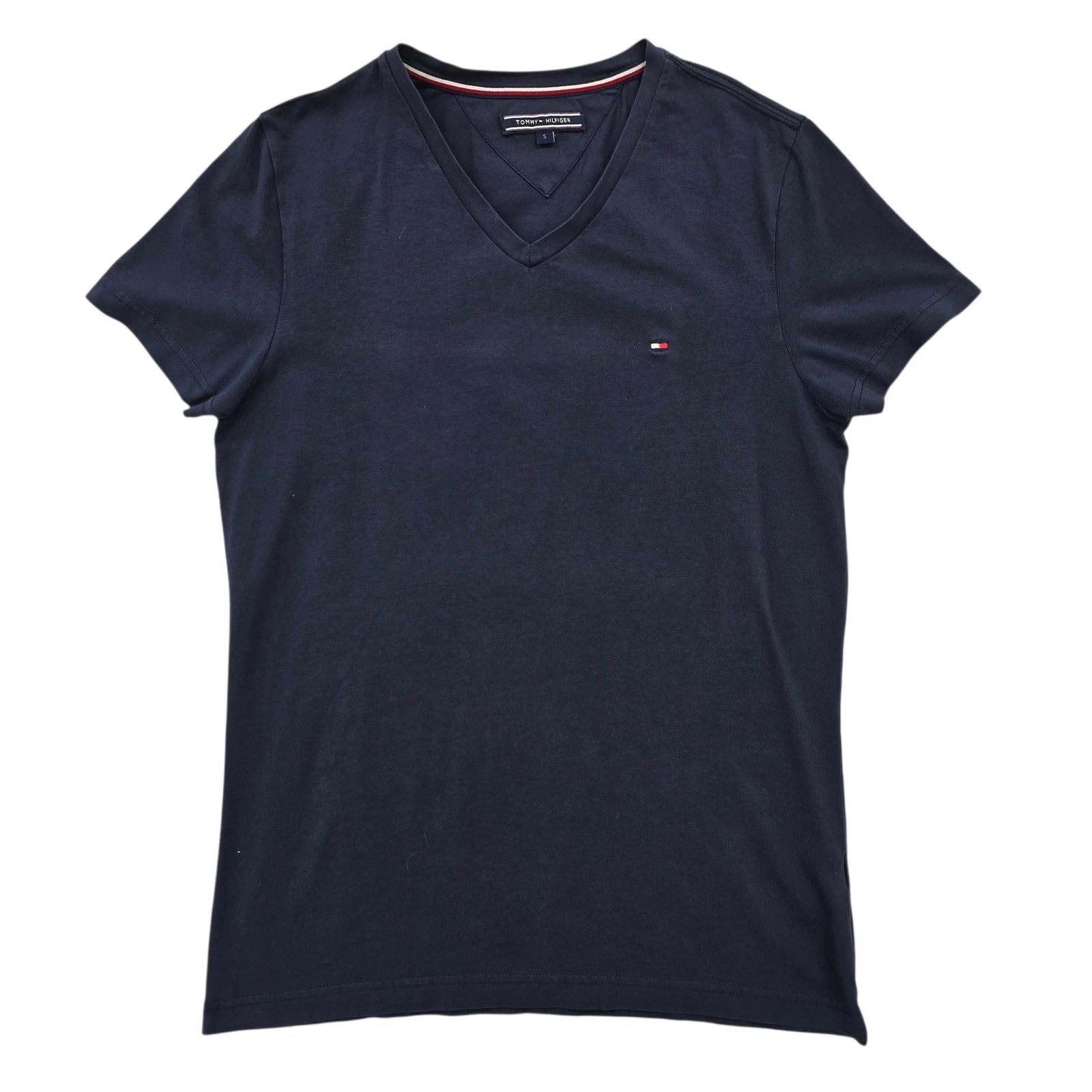 Tommy Hilfiger Women's Navy V-Neck Logo T-Shirt Size S