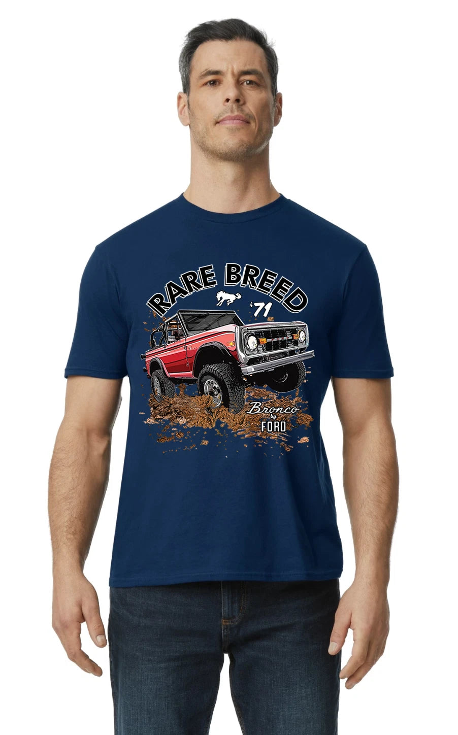 Bronco Rare Breed Vintage Retro Navy T-Shirt Gift Ford Lover Graphic Design