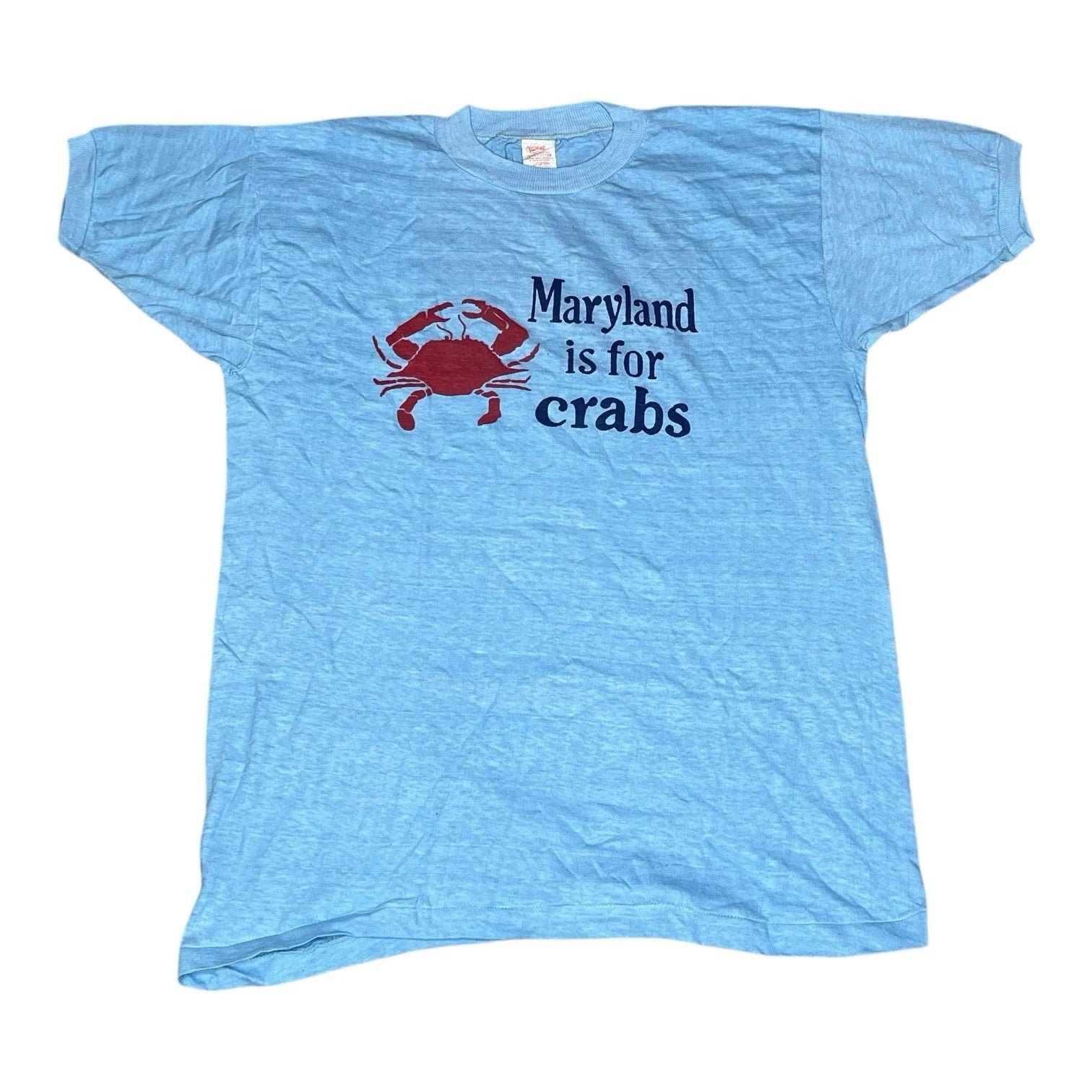 Vintage Retro 1970s Maryland Is For Crab Dead Stock  T Shirt Hanco Size LARGE