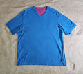 Tommy Bahama Men's L Blue Pink Marlin Logo T-Shirt Cotton Short Sleeve V-Neck