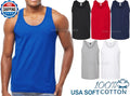 Mens Preshrunk 100% USA Soft Cotton Fine Jersey Tank Top Sleeveless Tee XS-2XL