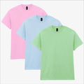 Gildan Heavy Cotton T-Shirt 3 Pack | Mens Muted Pastel Soft Light Colours Tee