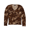 SEMPARDINO Men's Brown Beige V-Neck Long Sleeve 100% Tactel T-Shirt Size M