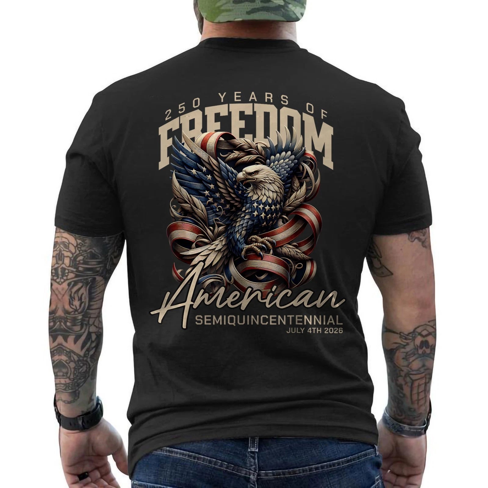 250 Years America Anniversary Eagle 250th Birthday Patriotic ON BACK T-Shirt