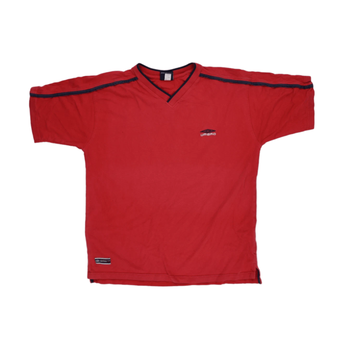 Umbro Men's Red V-Neck Short Sleeve Cotton T-Shirt Size L