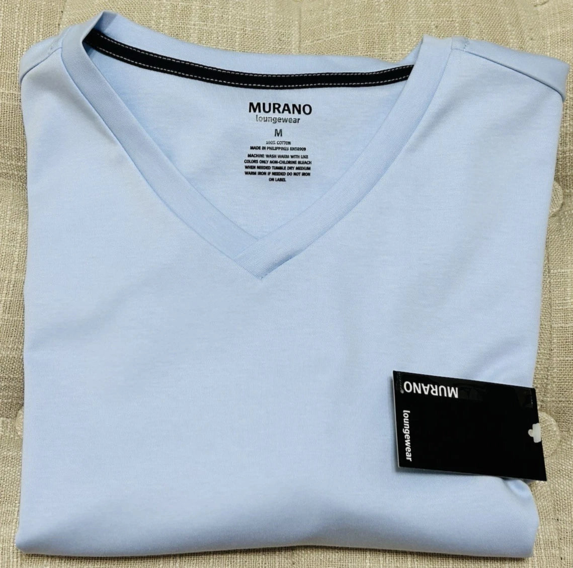 NWT Murano size M lt peri blue short sleeve v-neck shirt mens