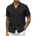 Men's Solid Shirt Casual Slim Shirts Short Sleeve Button Down Tops Blouse
