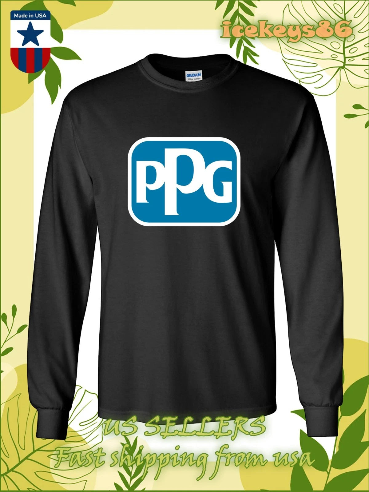 New Tee Shirt PPG Paints Logo Men's Long Sleeve T-Shirt American Size Tee Shirt