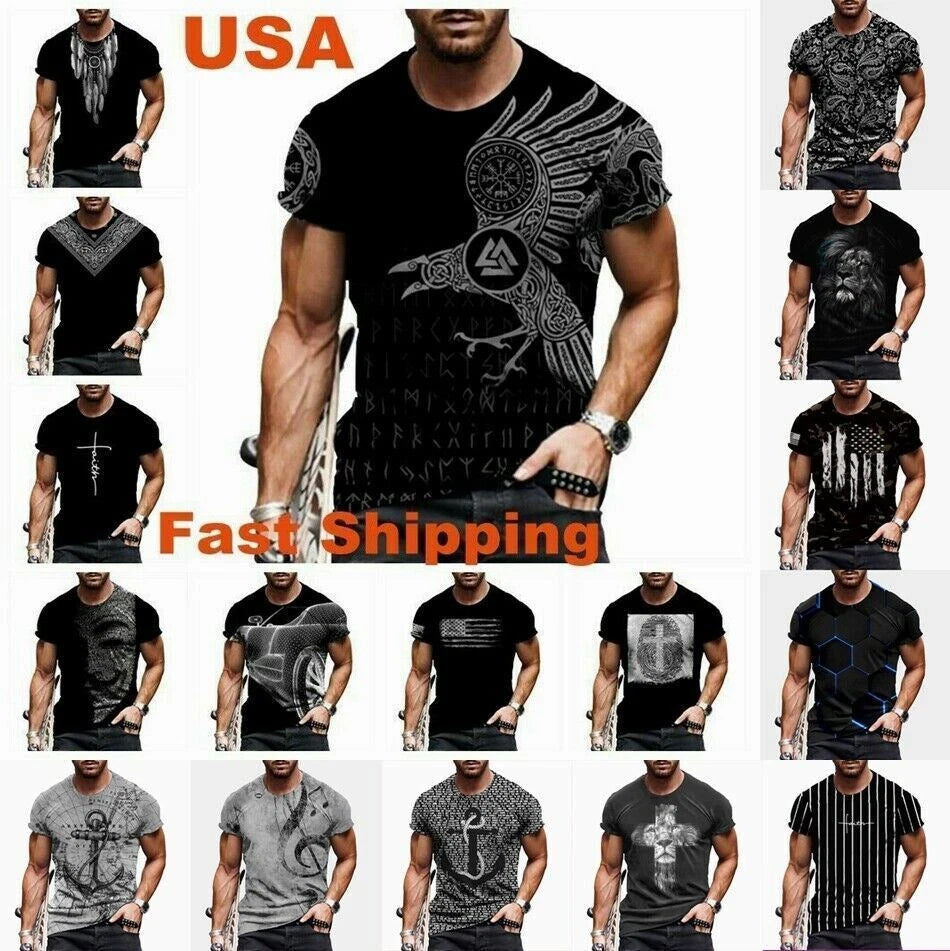 T Shirt Men Fashion Graphic Short Sleeve Streetwear Silky Casual Black Soft Tees
