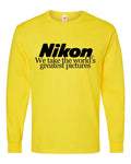 Nikon Camera Logo Long Sleeve T Shirt We Take The Worlds Greatest Pictures