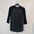 American Apparel Baseball Raglan - 3/4 Sleeves | Black & Charcoal | Unisex XL