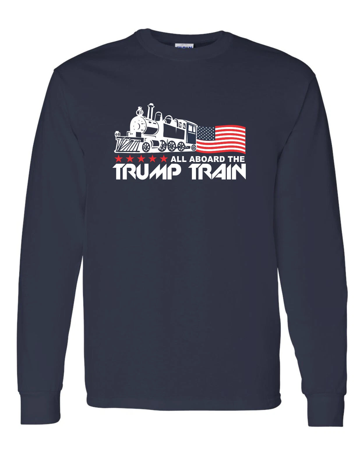 Trump Train All the Aboard Donald American Flag Men's LONG SLEEVE Tee Shirts1548