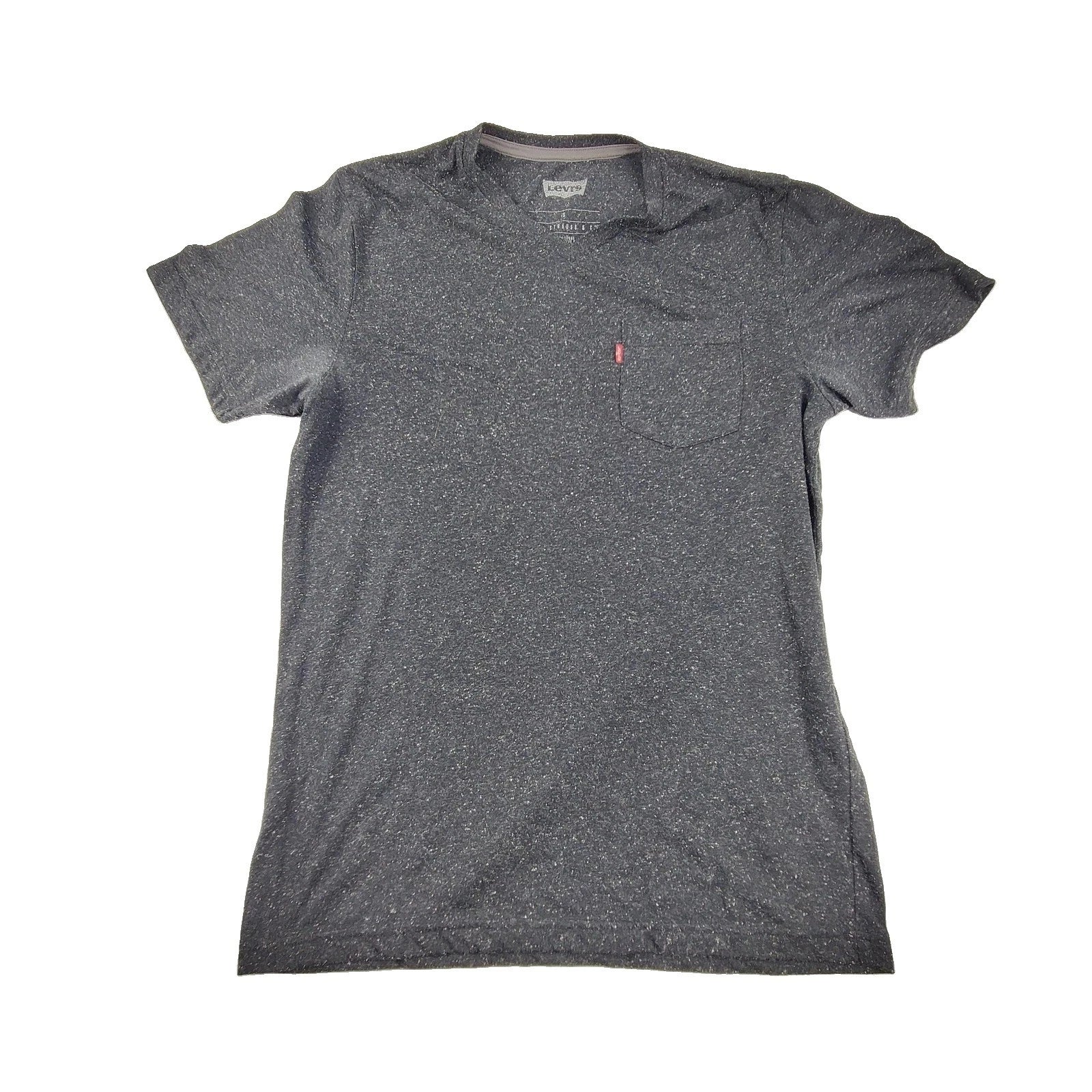 Levi's Shirt Mens Small Gray V Neck Pocket Tagless Speckled Tee T-Shirt Casual