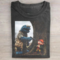 Blue Monster and Forest Elf Edgy T-shirt Heavyweight Cotton Graphic Funny Tee