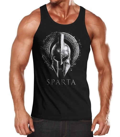 Mens Tank Top Print Sparta Helmet Warrior Warrior Sparta Helmet Fitness