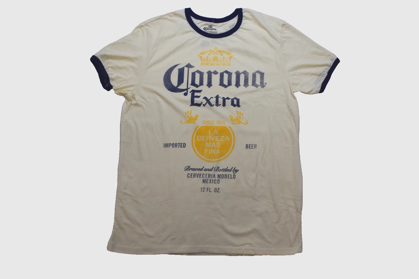 Corona Extra Vintage Graphic Ivory Mens Ringer Shirt NWT Medium