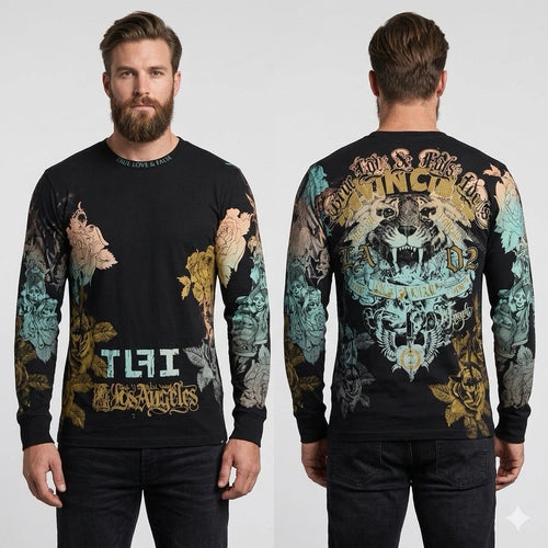 $68 TRUE LOVE FALSE IDOLS by AFFLICTION Long Sleeve Slim Fit Y2K T-shirt NWT