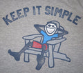 NEW Life is Good KEEP IT SIMPLE Gray JAKE IN ADIRONDACK CHAIR s/s T-SHIRT Men S
