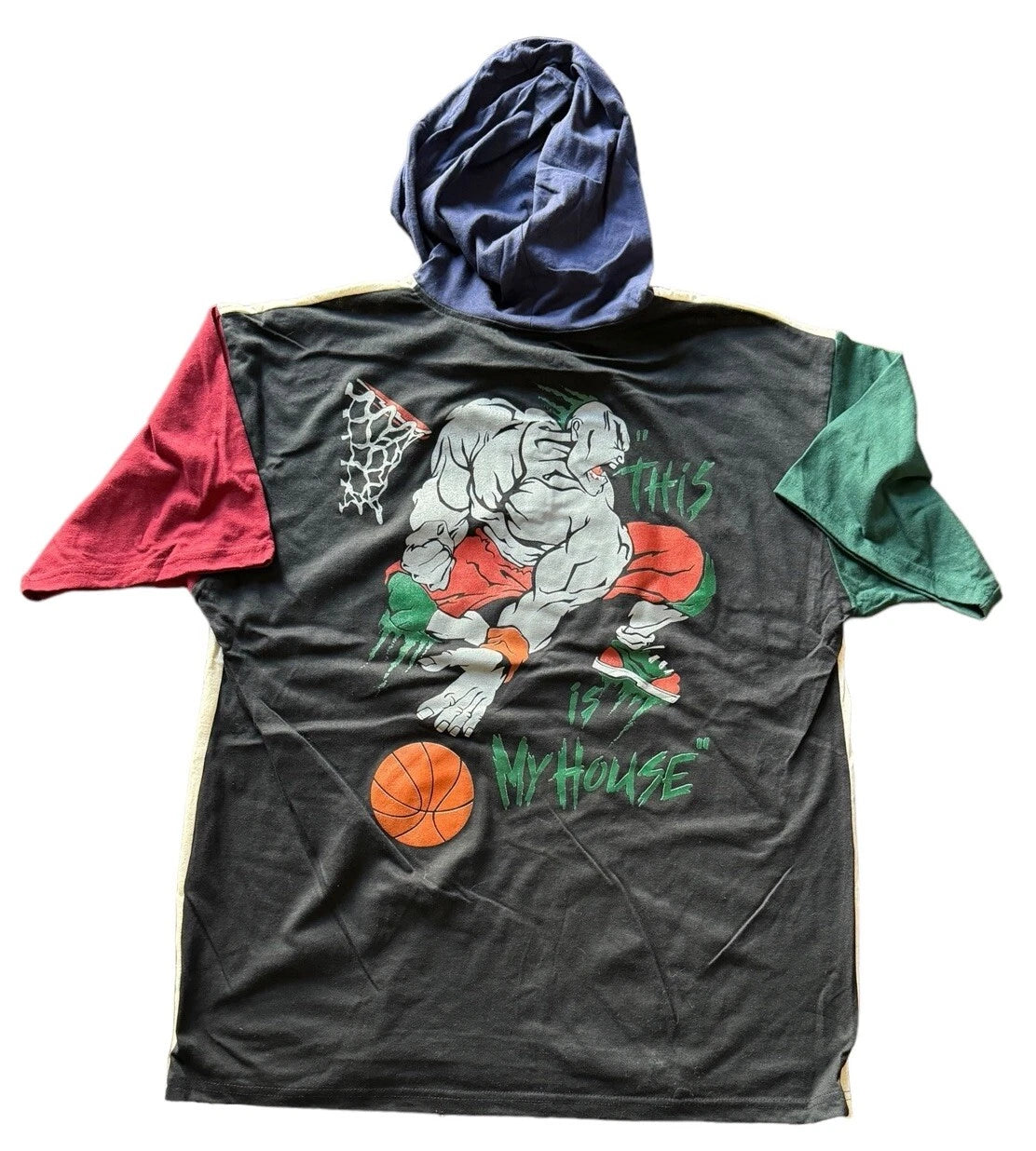 Vintage 90’s Basketball Anderson Retro Graphic Hooded T-Shirt XL Multicolor Rare
