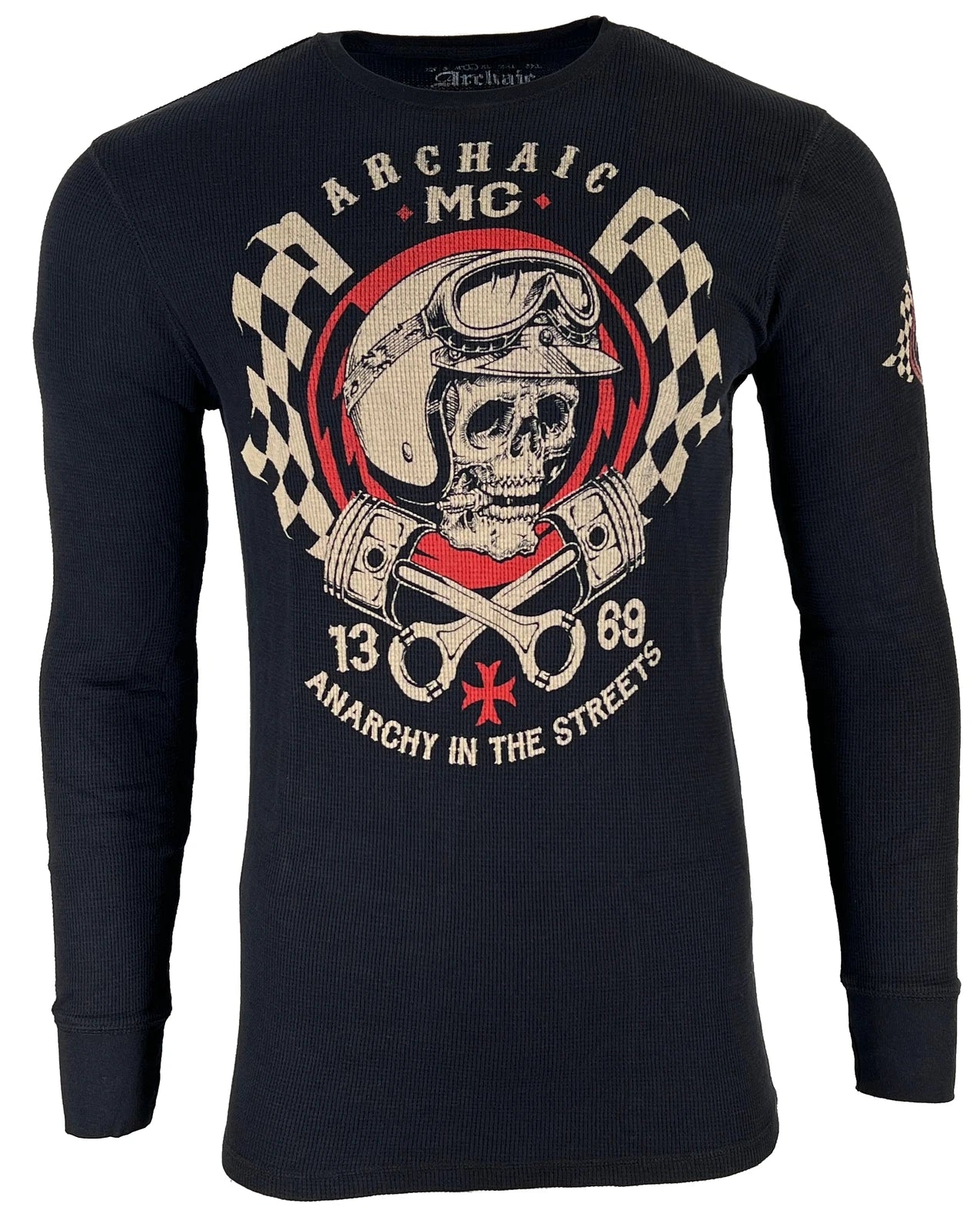 Archaic by Affliction Men's Thermal Shirt FUEL INJECTOR Black Biker