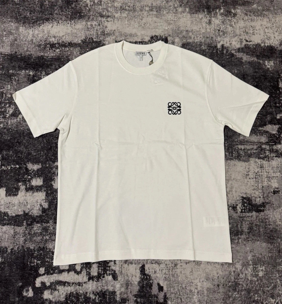 LOEWE White Embroidered Logo Cotton Jersey T-Shirt Size M Short Sleeve