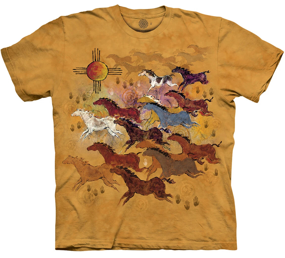 Horses & Sun Western Spirit Equine Vintage Native T-Shirt Mountain Animal S-4X