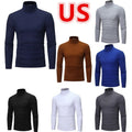 AU Men's Turtleneck T-Shirt Slim Fit Long Sleeve Basic Pullover Base Undershirt