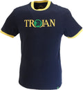 Trojan Mens Navy Blue Rasta Logo 100% Cotton Peach T-Shirt