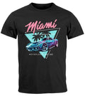 Mens T-Shirt Printed Miami Beach Surfing Motif USA Retro Automotive 80s