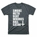 Whores Meth Smoke T-Shirt Beat Tee Cotton Hail Men's Spoof Religious Satan Gifts