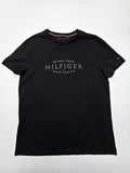 Tommy Hilfiger Men Black Logo Slim Fit T-Shirt Size L Good Condition
