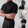 Men Slim Fit Half High Neck T-Shirt 80% Polyester 20% Spandex Business Casual