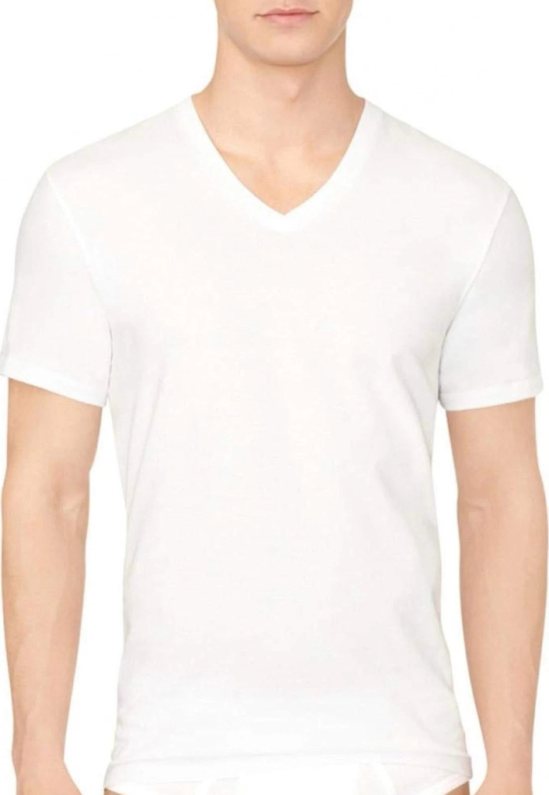 Calvin Klein M4065 Men's Classics V Neck T-Shirt, White, M - 3 Pack